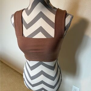 Reformation Chocolate Nude  Ribbed Crop Top
